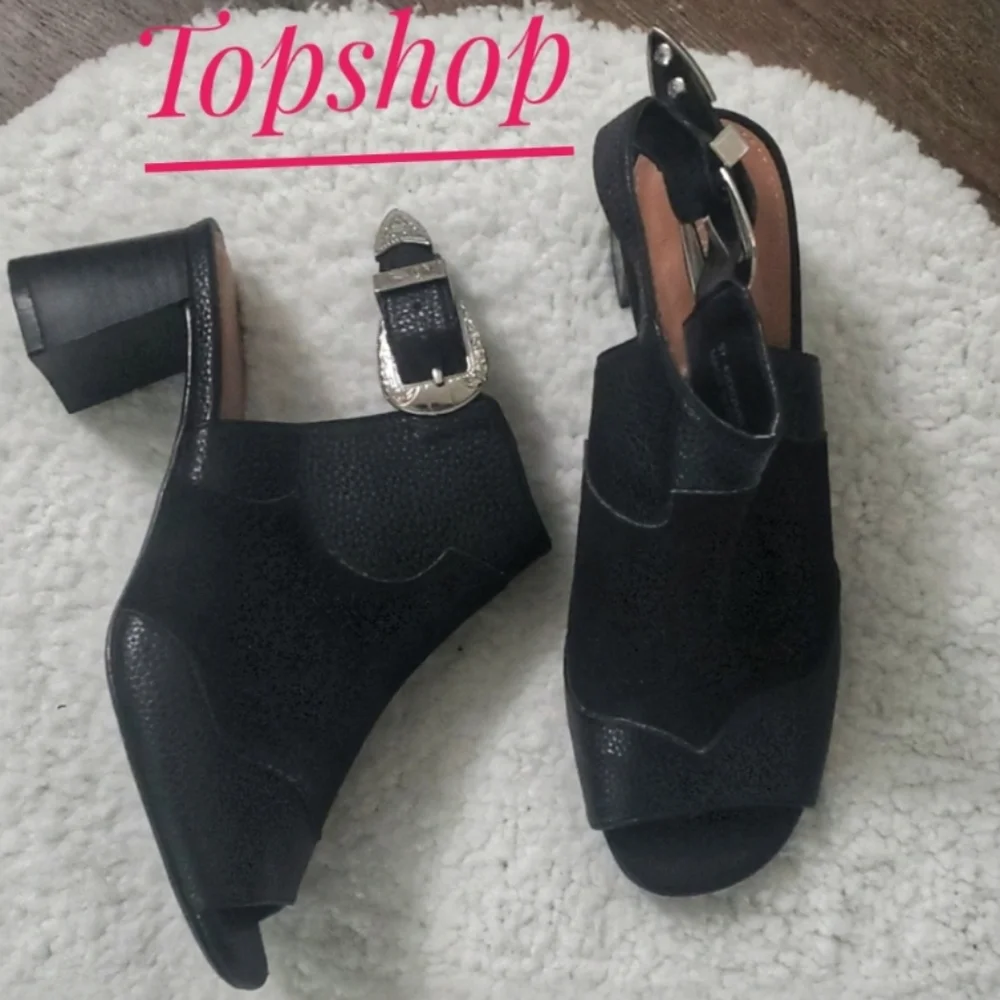 Topshop Western style sling back peep toe shoe